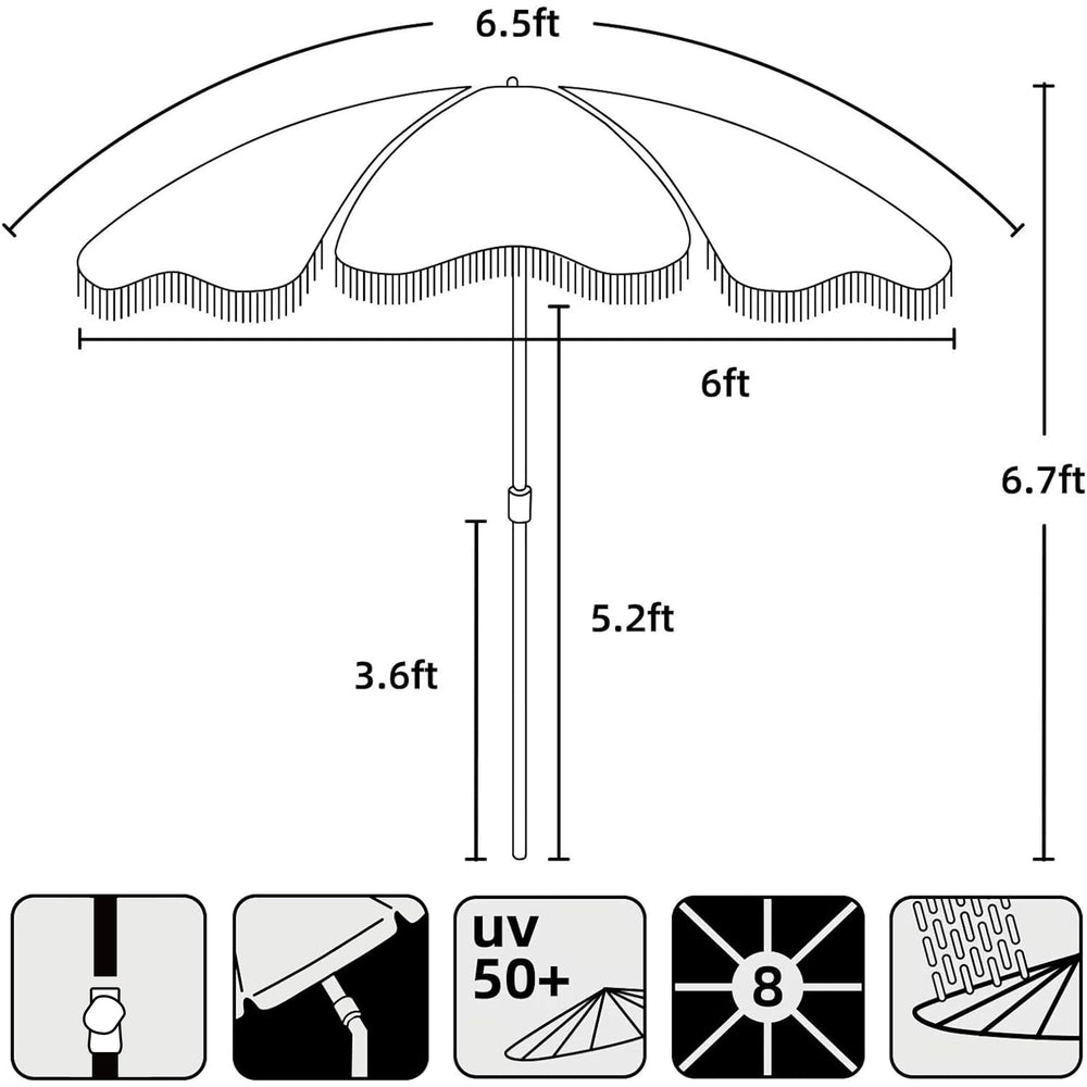 AMMSUN umbrella next to chair showing scale and coverage