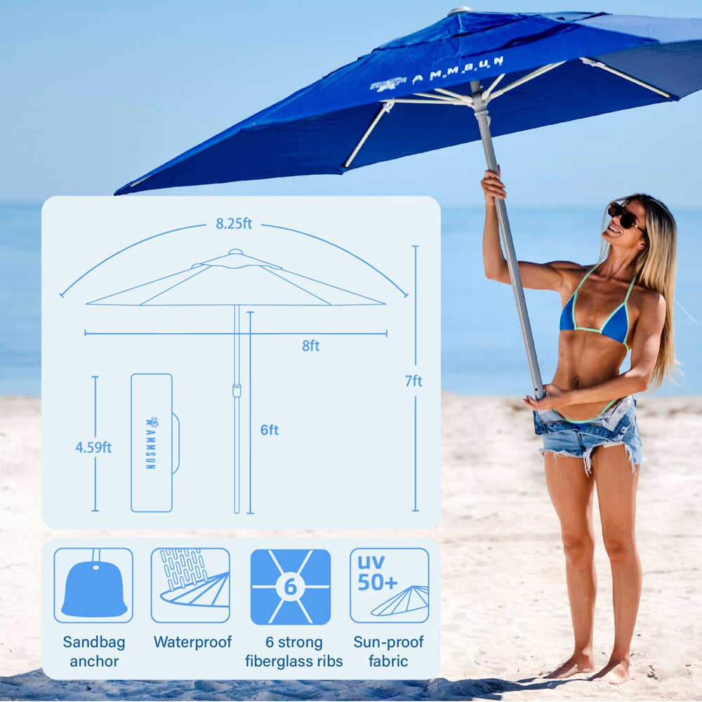 AMMSUN folded umbrella in carry bag with anchor ready for travel