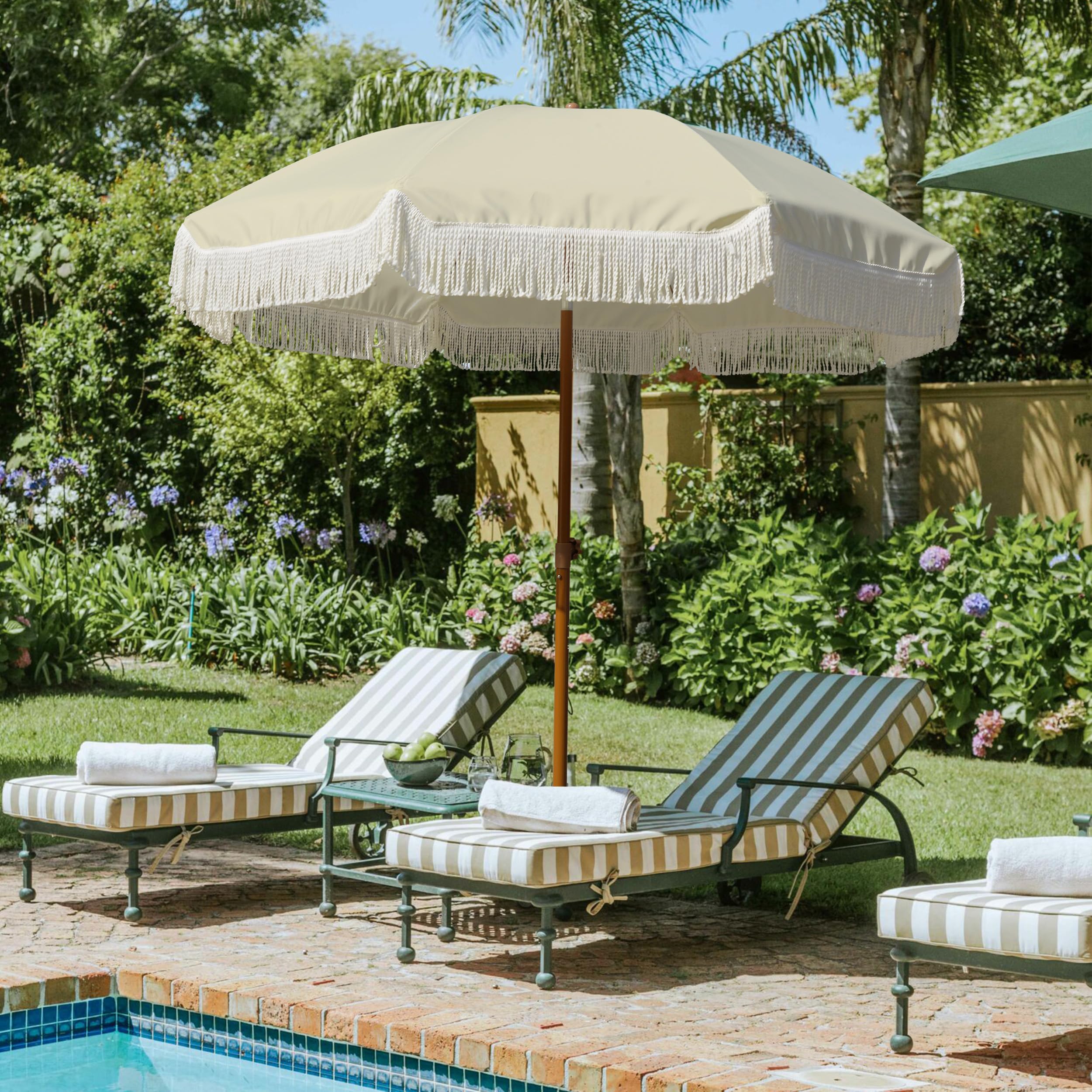 AMMSUN close-up of tassel fringe detail adds stylish outdoor appeal