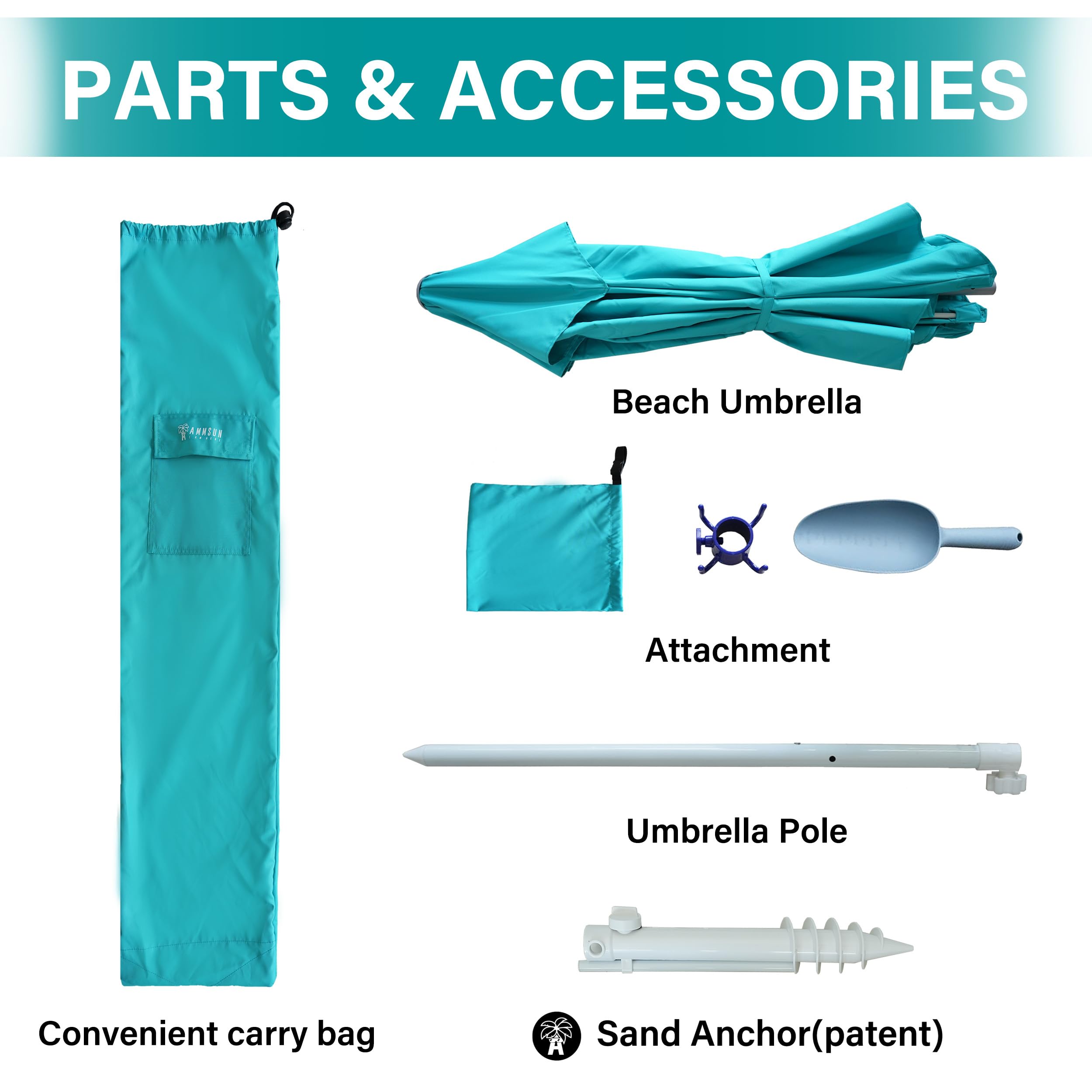 AMMSUN umbrella folded in carry bag for portable transport convenience