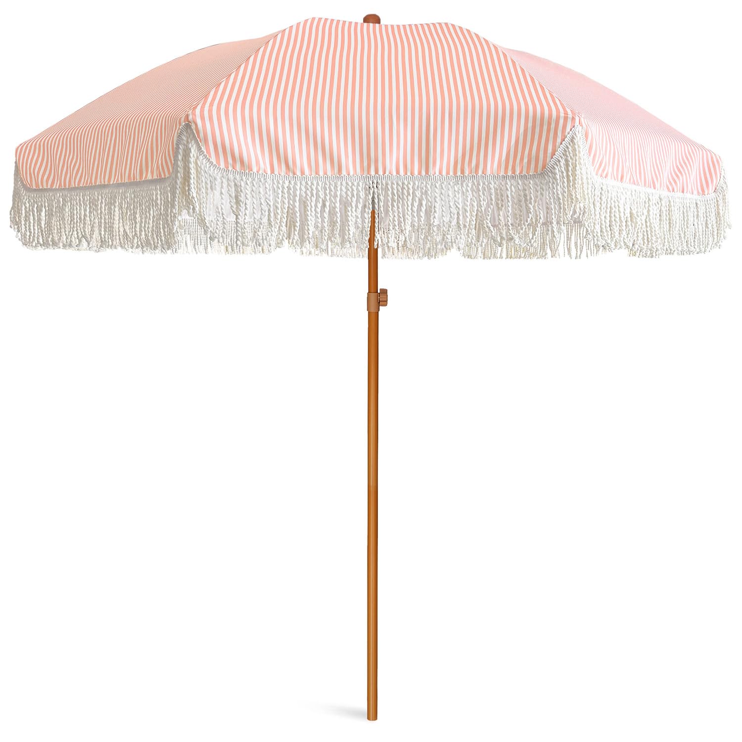 AMMSUN pink stripe umbrella front view showing stylish shade and charm