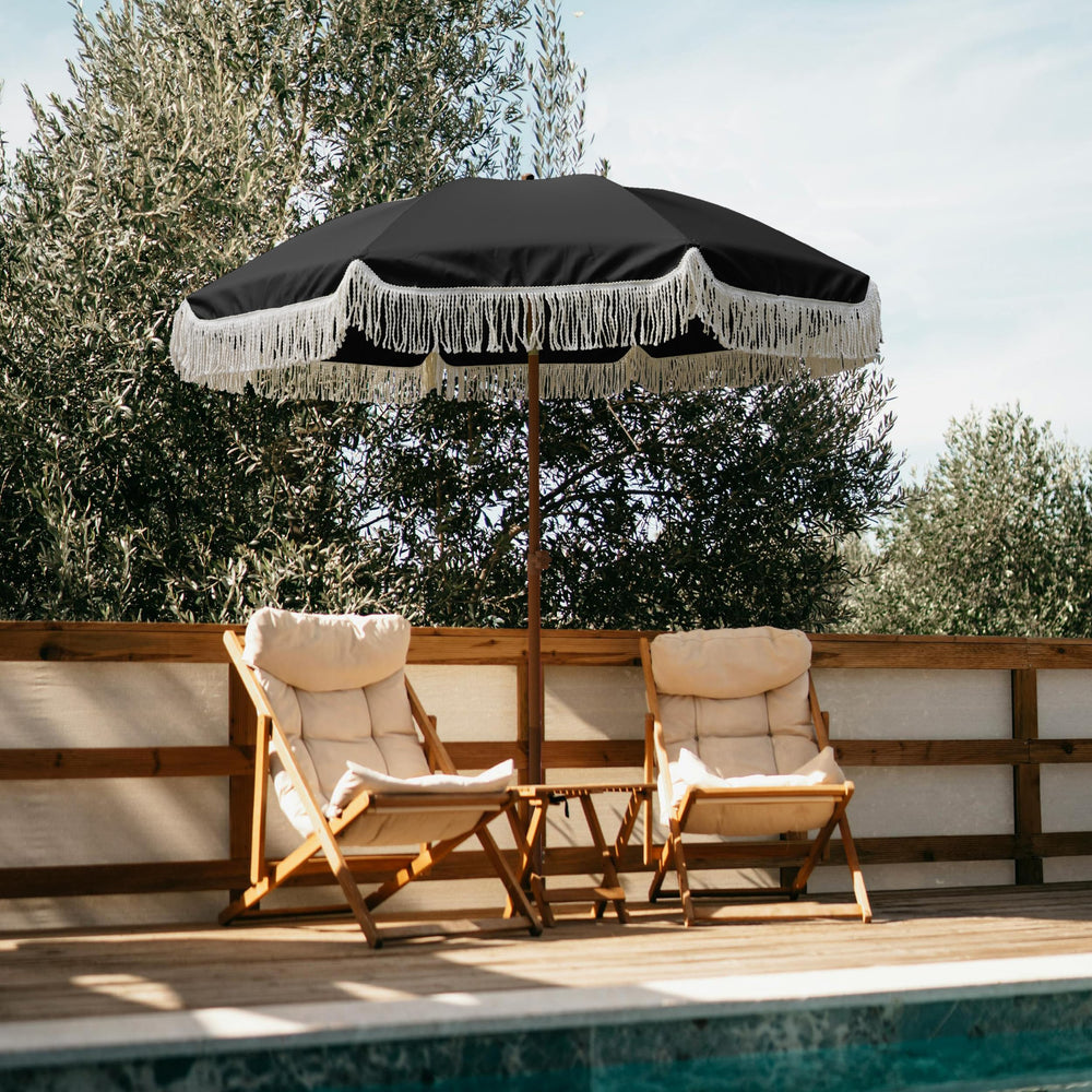 AMMSUN umbrella shading a bistro set showing practical coverage