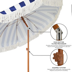 AMMSUN pole and ribs wood-color steel demonstrating sturdy support