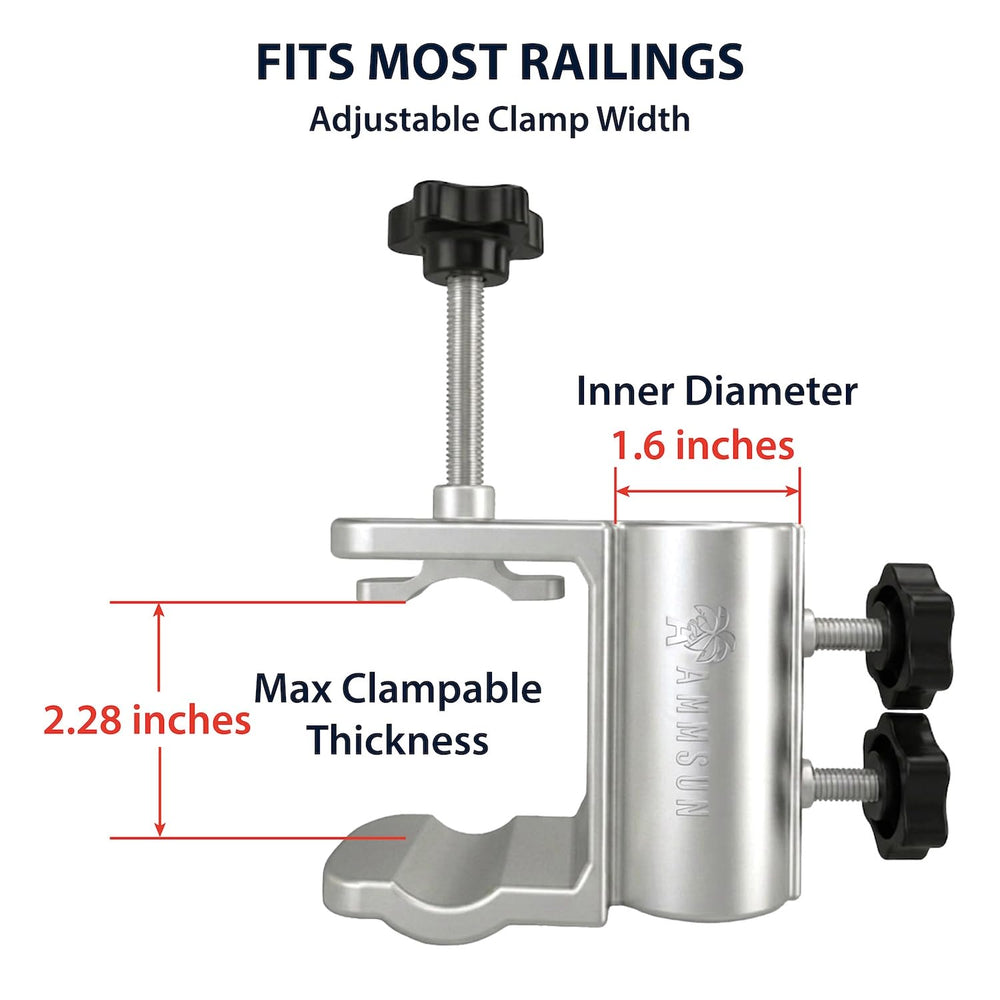 AMMSUN pole inserted into holder showing snug 1.6-inch fit benefit