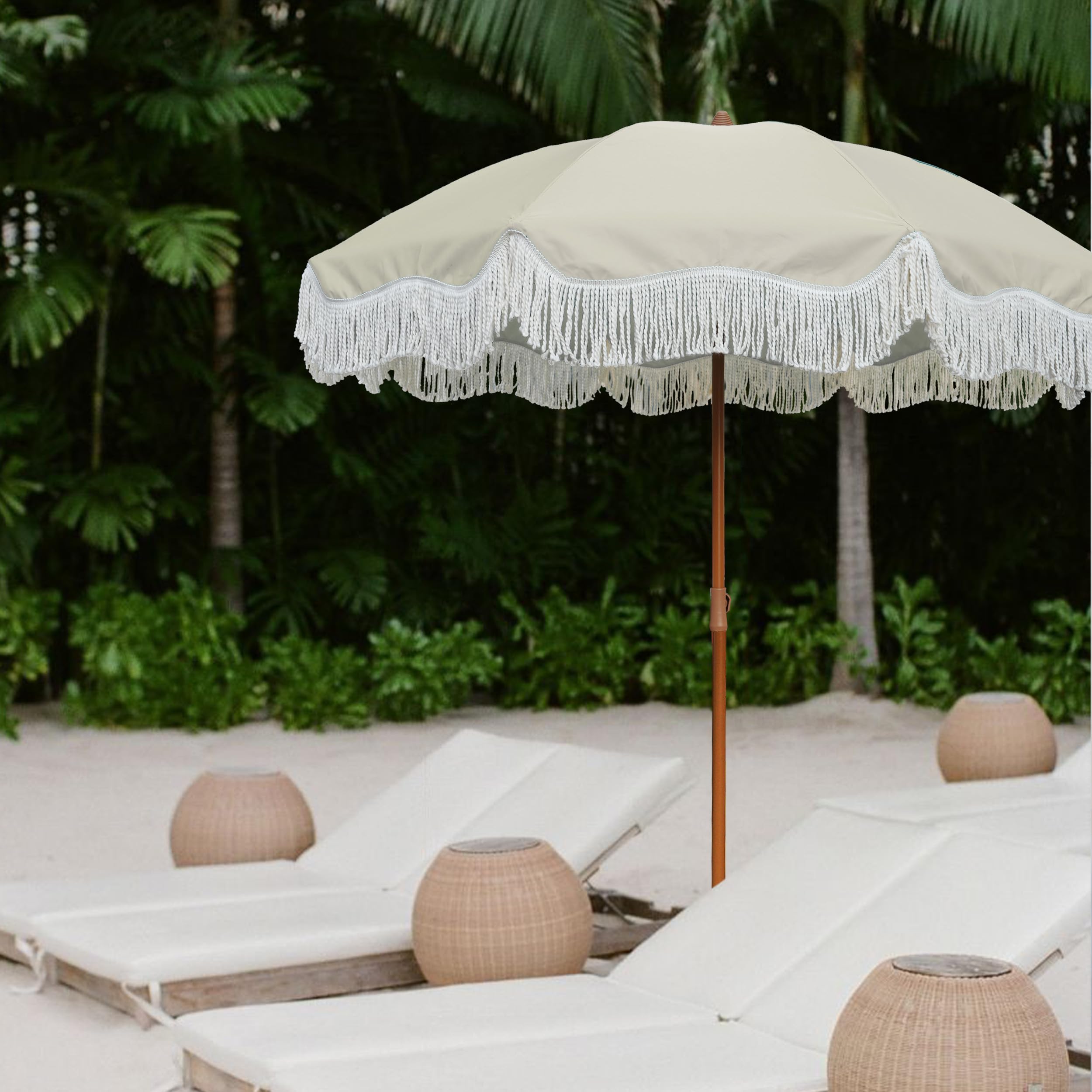 AMMSUN umbrella beside lounge chair showing size and coverage benefit