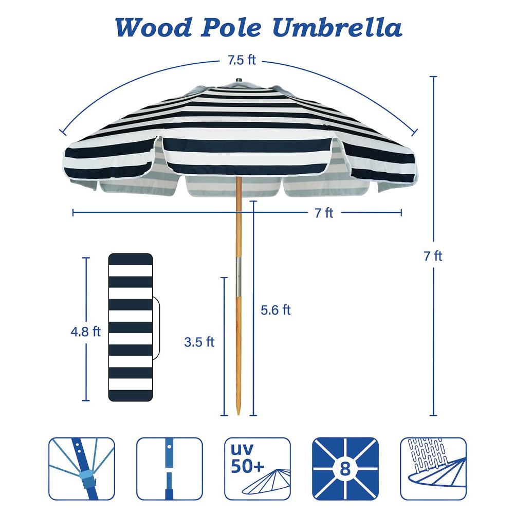 AMMSUN umbrella set up on beach shading two people for comfort