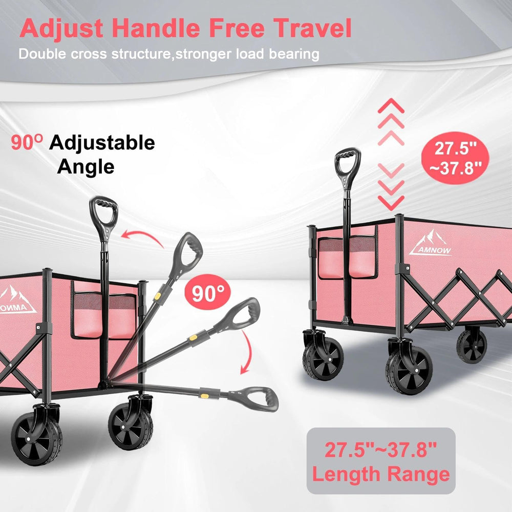 AMNOW wagon adjustable handle detail providing comfortable pull height