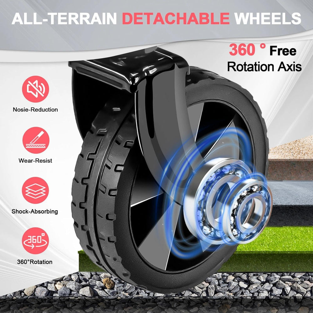 AMNOW wagon rugged PVC wheels close-up built for sand and grass