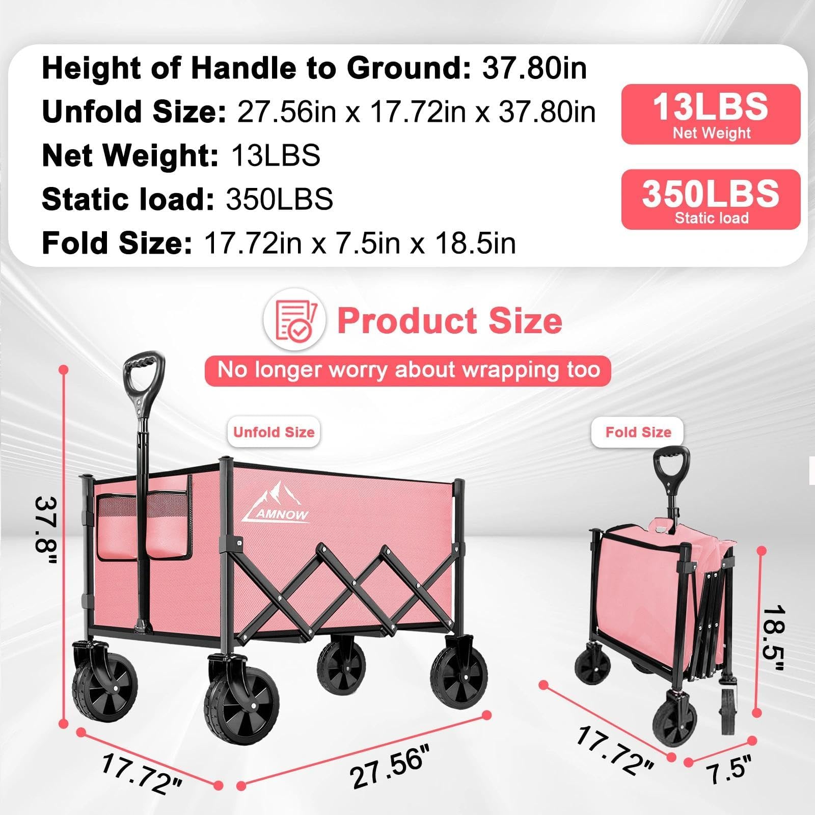 AMNOW wagon fabric and seam closeup showing durable construction and support