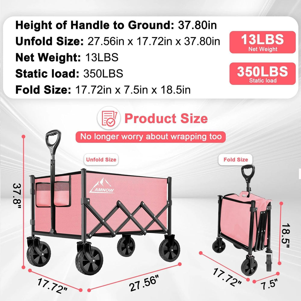 AMNOW wagon fabric and seam closeup showing durable construction and support