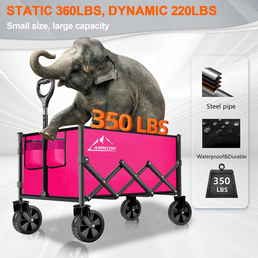 AMNOW folded compact wagon demonstrating easy storage and benefit of portability
