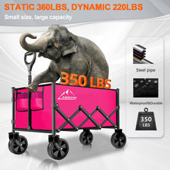AMNOW folded compact wagon demonstrating easy storage and benefit of portability