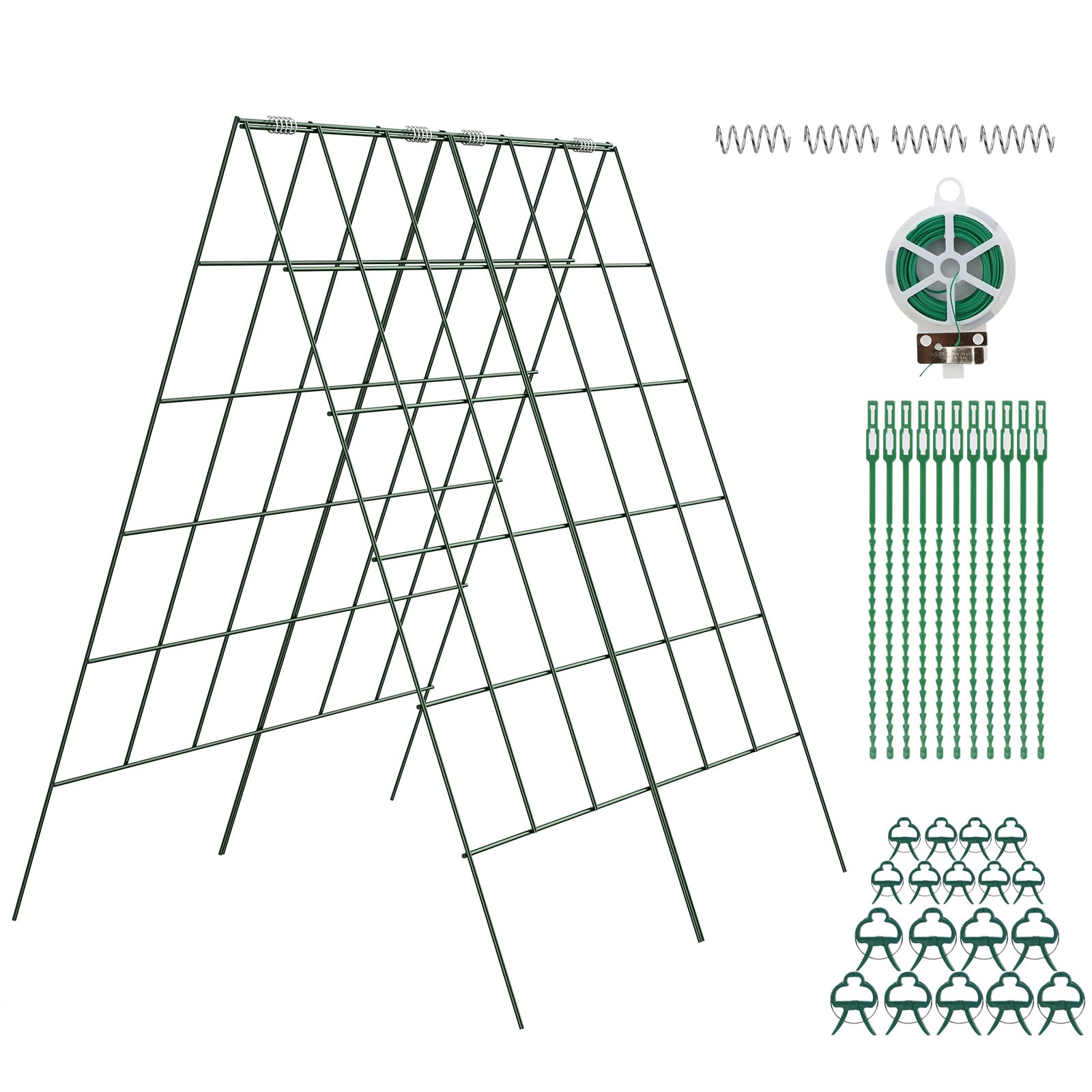 Amoskey front view A-frame trellis showing sturdy support and quick setup