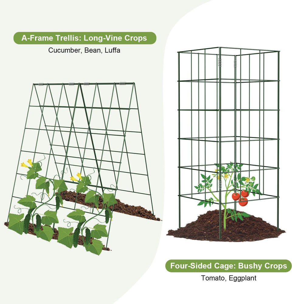 Amoskey trellis installed in raised bed boosting vertical growing space