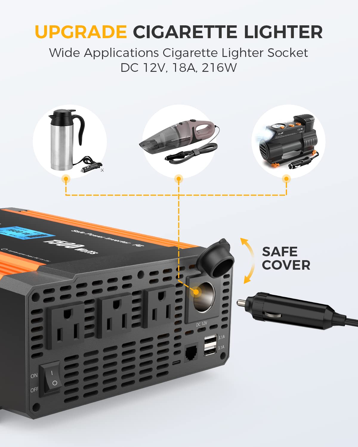 Ampeak cooling fan detail showing temperature-controlled quiet operation benefit