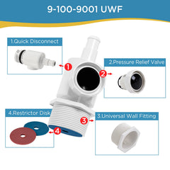 Amptyhub close-up of backup valve and inline filter for reliable suction