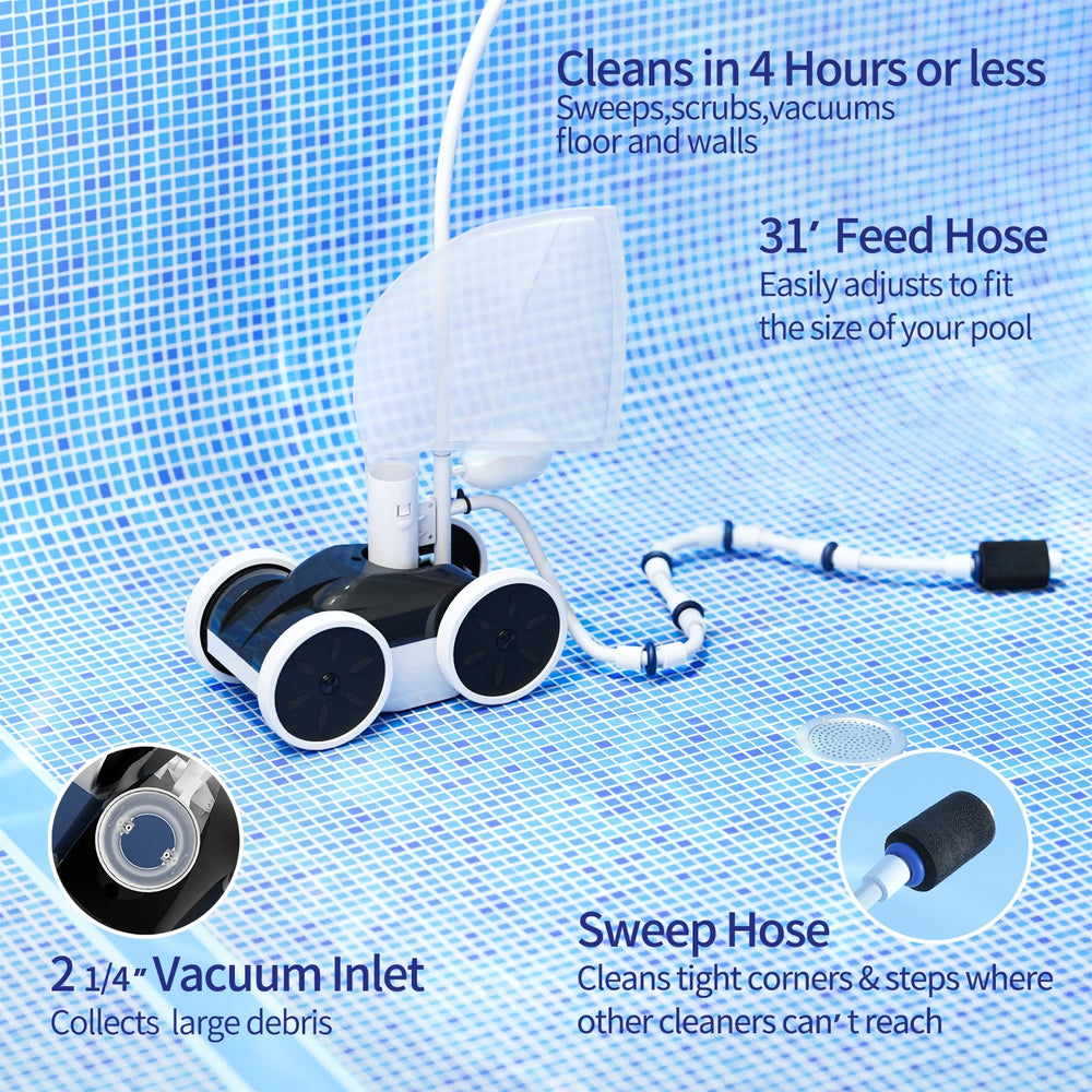 Amptyhub operating in-pool cleaning floor and walls for efficient debris pickup