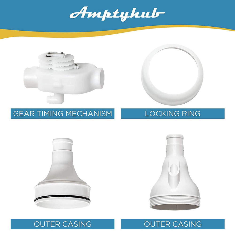 Amptyhub valve gear detail showing G53 POM gear and improved wear resistance