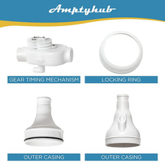 Amptyhub valve gear detail showing G53 POM gear and improved wear resistance