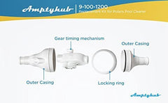 Amptyhub valve installed on Polaris hose demonstrating restored cleaner movement