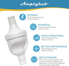 Amptyhub valve internals closeup highlighting construction for longer service life