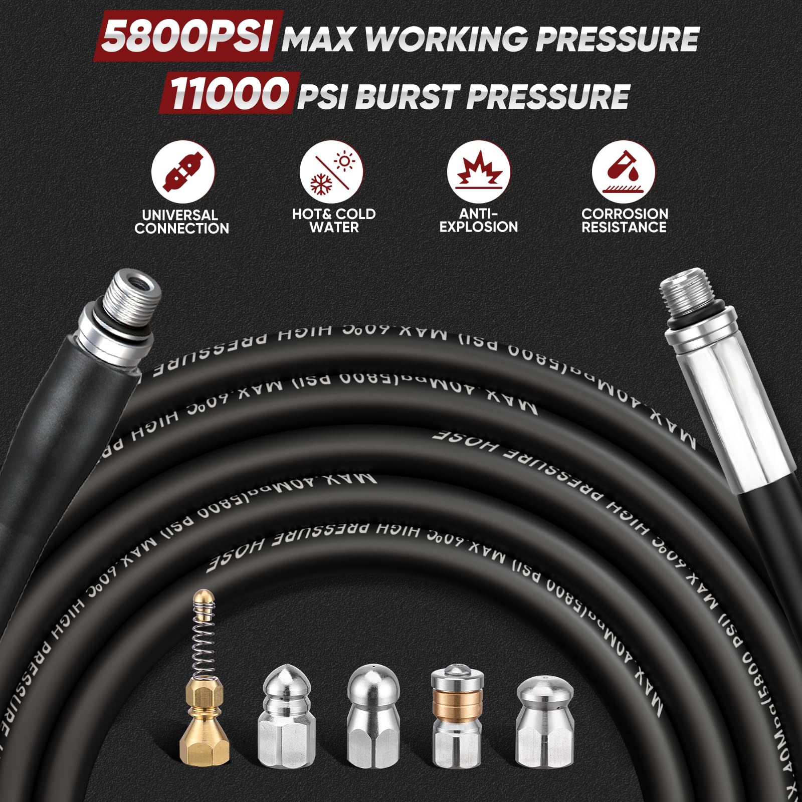 Ampvolts five nozzles arranged to show cleaning options and precision