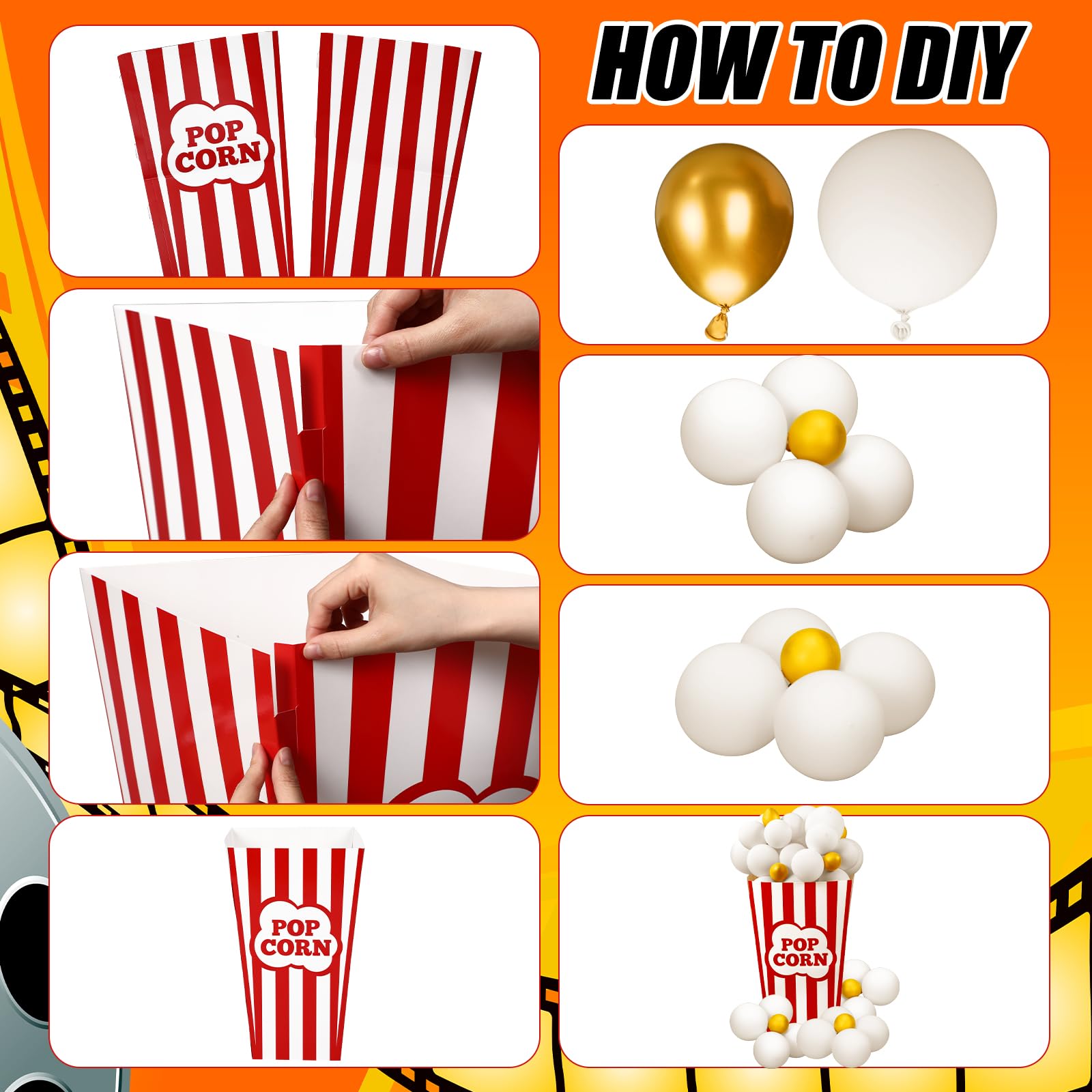 Amyhill clapperboard and popcorn bucket ready for playful photo props