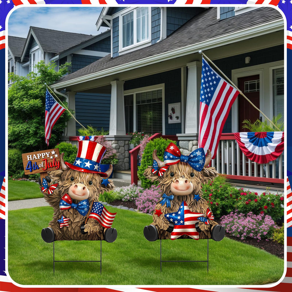 Amyhill pair of stakes flanking walkway offering balanced patriotic curb decoration