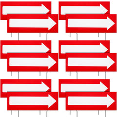 Amyhill front view of 12 red arrow signs showing bold visibility and easy placement