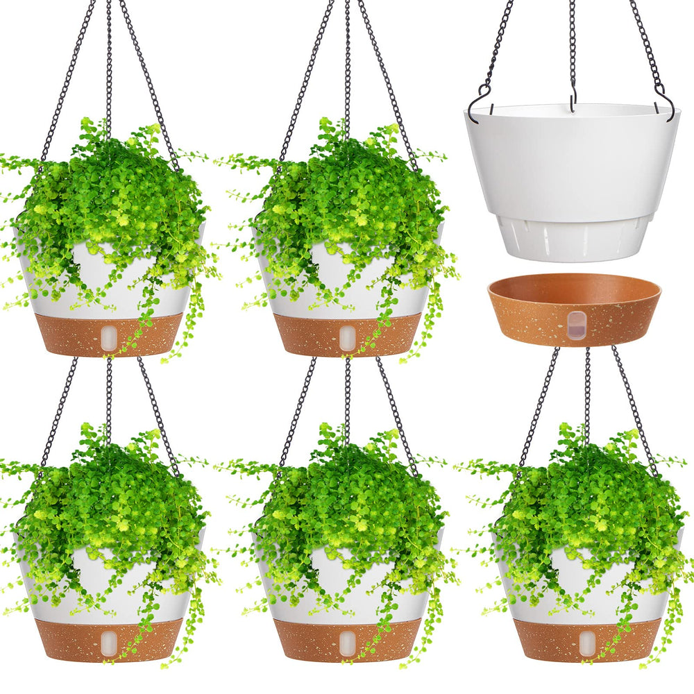 Amyhill front view of hanging planter showing clean white finish and shape, highlights visual appeal