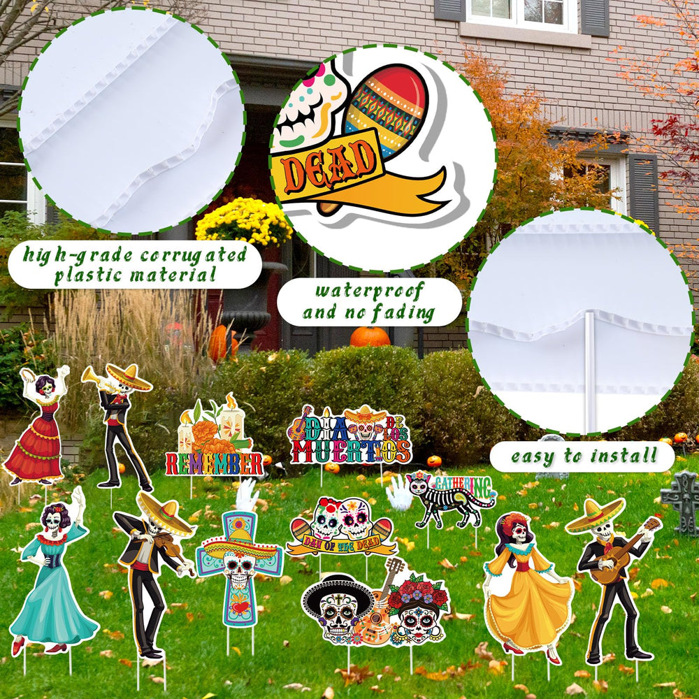 Amyhill signs installed in lawn adding festive Dia de los Muertos decor