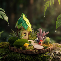 Amyhill micro mushrooms and plants close-up adding whimsical texture