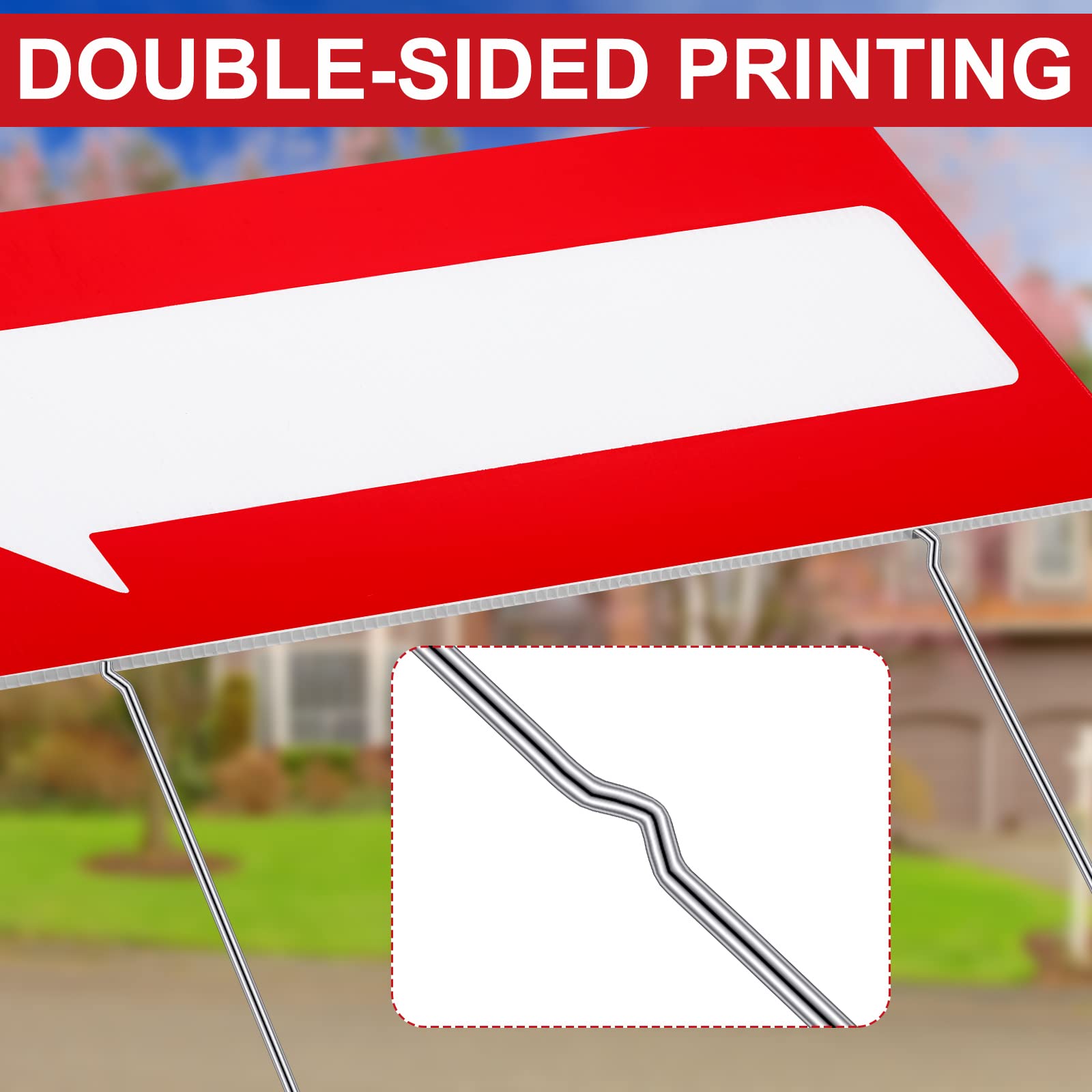 Amyhill metal stake inserted into arrow sign showing tool-free secure connection