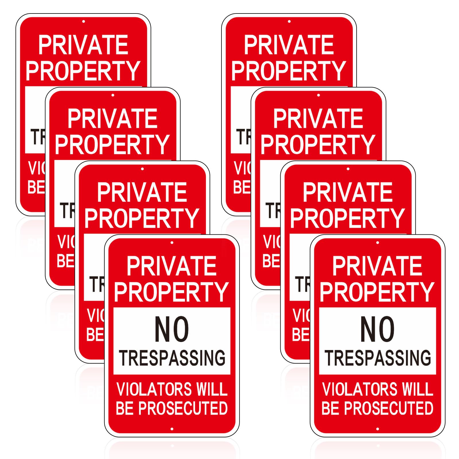 Amylove front view of red no trespassing signs showing clear lettering and immediate notice
