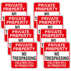 Amylove front view of eight red signs showing clear warning and durability