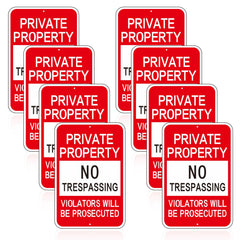 Amylove front view of red no trespassing signs showing clear lettering and immediate notice