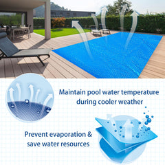 Amylove pool cover in use on hot tub showing warmer water retention benefit