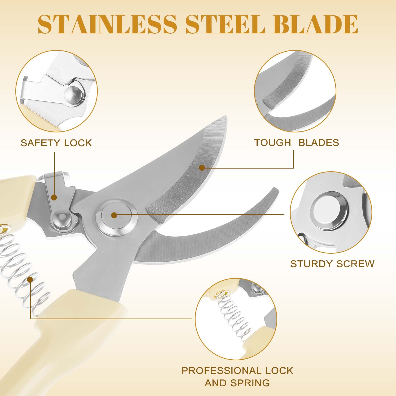 Amylove straight blade close-up showing sharp edge for clean stem cuts