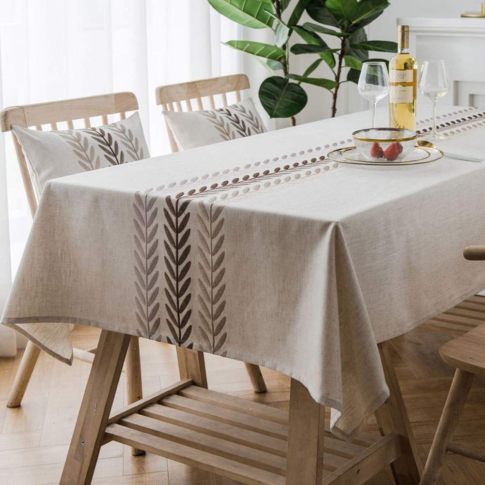 AMZALI front view of rectangle tablecloth showing full coverage and elegant drape