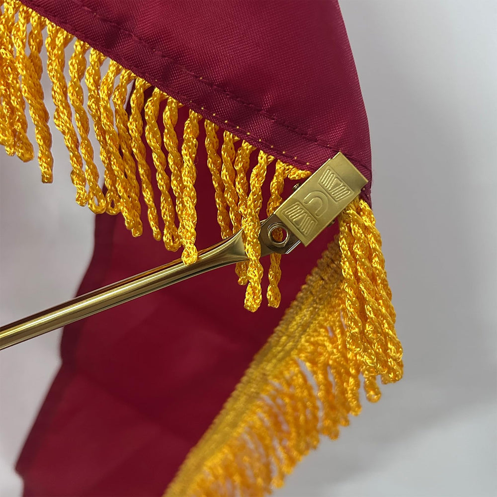 AMZFLAG spreaders mounted on an indoor pole demonstrating stable flag support