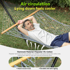 ANAGOO hammock hanging in backyard lifestyle scene offering relaxing outdoor comfort