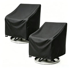 ANANMEI front view of two black swivel chair covers showing full fit and protection
