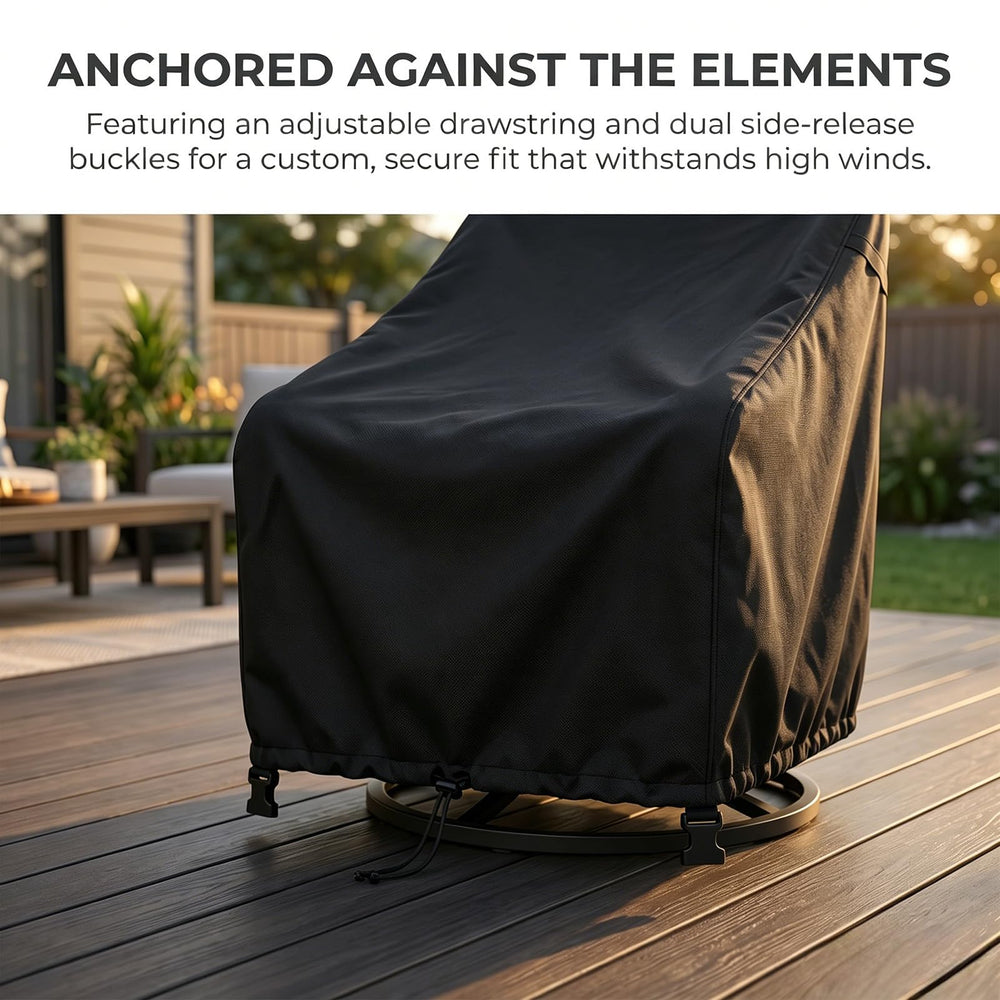 ANANMEI cover next to a swivel chair showing proper size and coverage