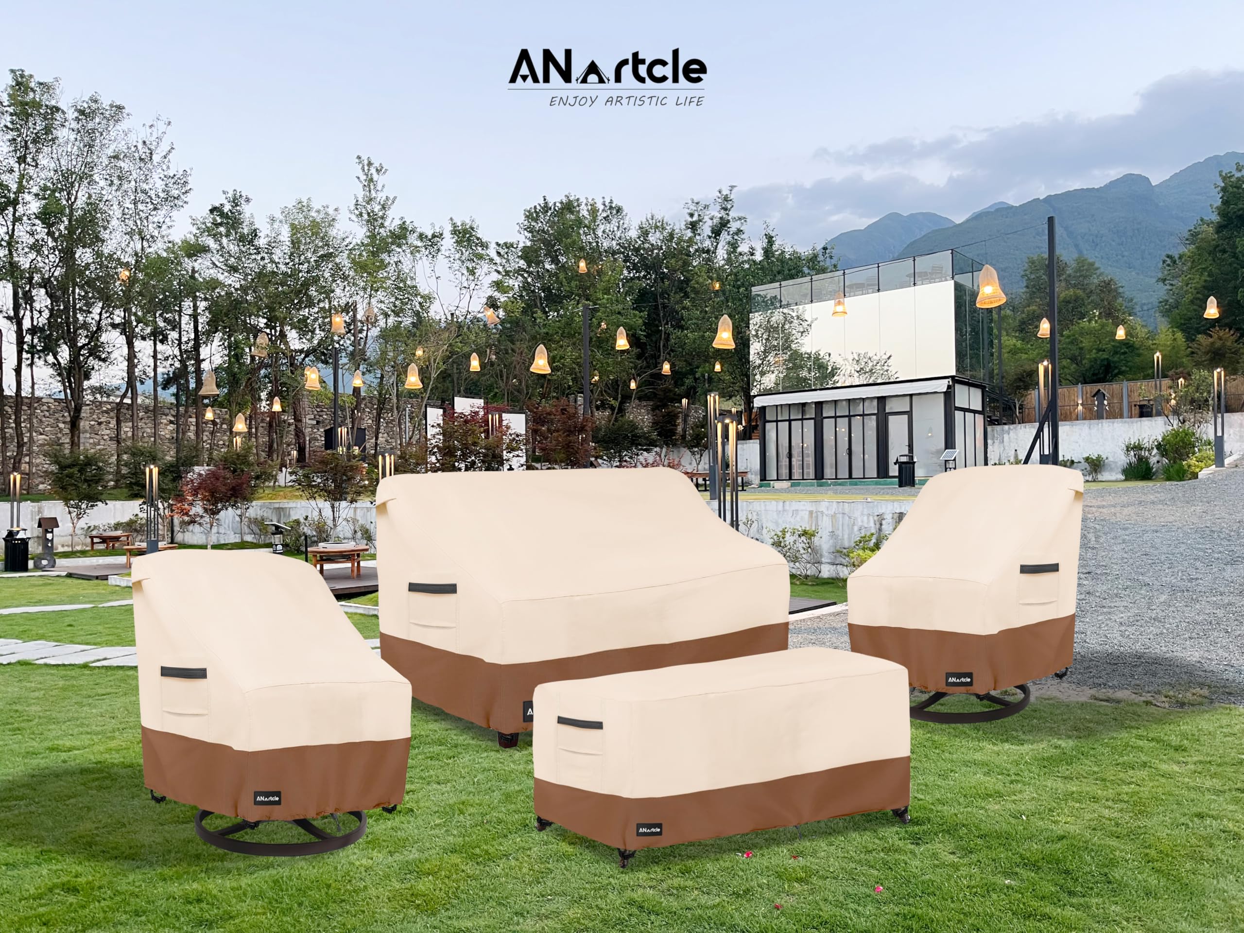 ANartcle covered chair in backyard lifestyle scene keeping furniture clean