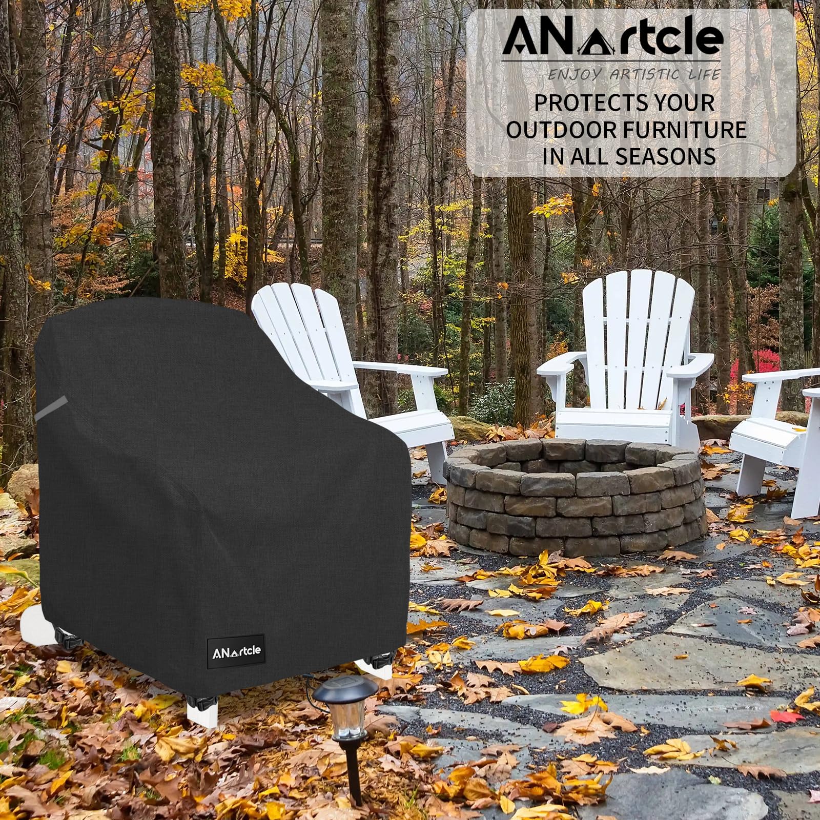 ANartcle covered chair in patio setting protecting furniture from elements