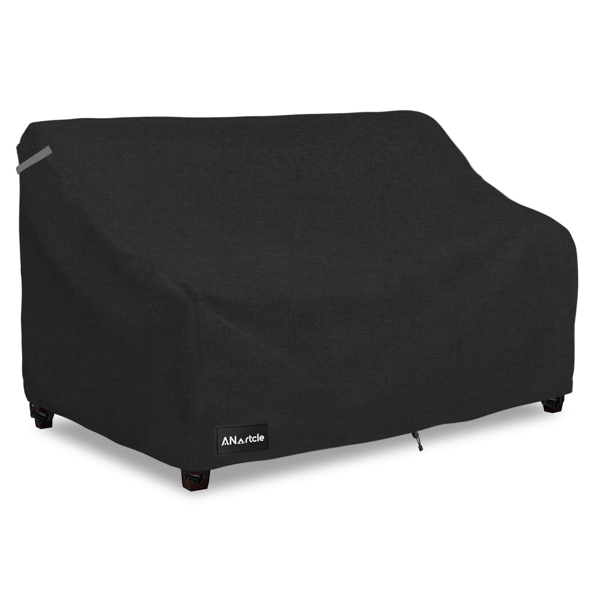 ANartcle front view of 3-seater cover protecting sofa, shows full protection