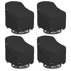 ANartcle front view of four covers protecting chairs, shows coordinated protection