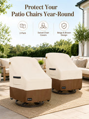 ANartcle funda colocada en sillón giratorio en terraza, protege muebles