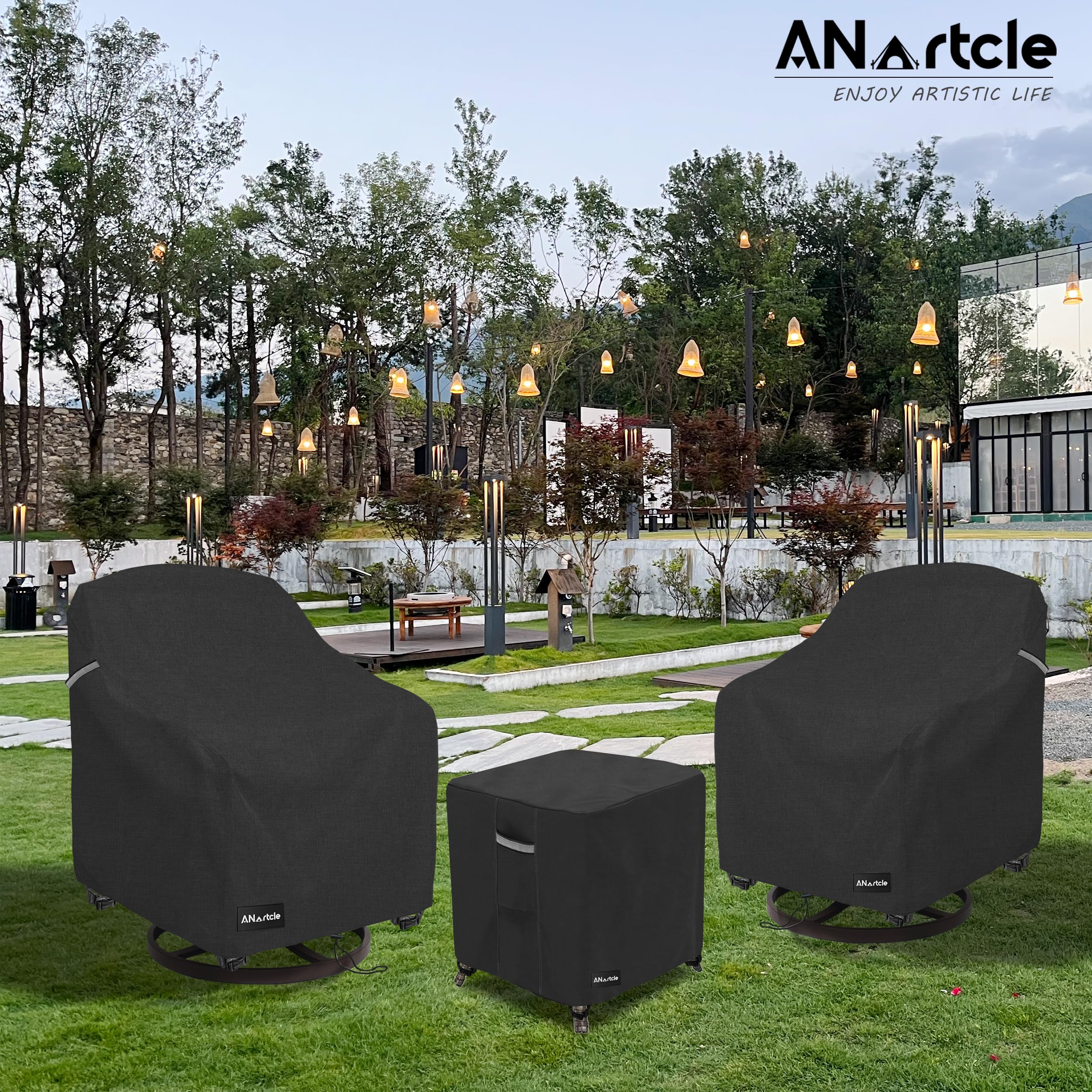 ANartcle lifestyle shot on balcony showing coordinated covered bistro set