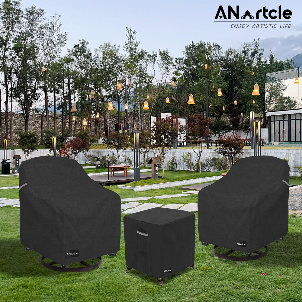 ANartcle lifestyle shot on balcony showing coordinated covered bistro set